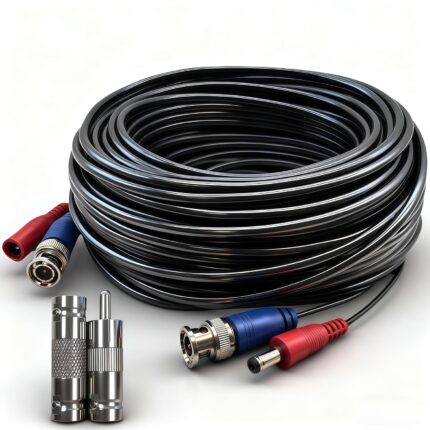 BNC Video Cable-（16.4ft-100ft） 4mm Thickened Upgrade, Safer & Reliable Integrated BNC Video Power Extension Cable for Security Camera CCTV Monitoring and DVR System installations (1, 100ft)